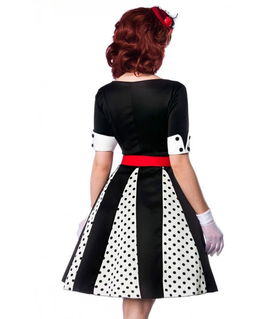 Godet-Kleid weiß/schwarz/rot - 50022 - Bild 3