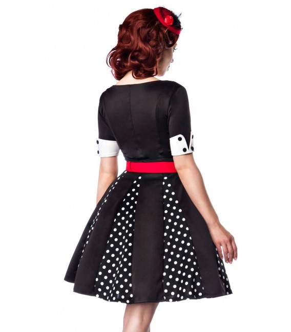 Godet-Kleid schwarz/weiß/rot - 50022 - Bild 3