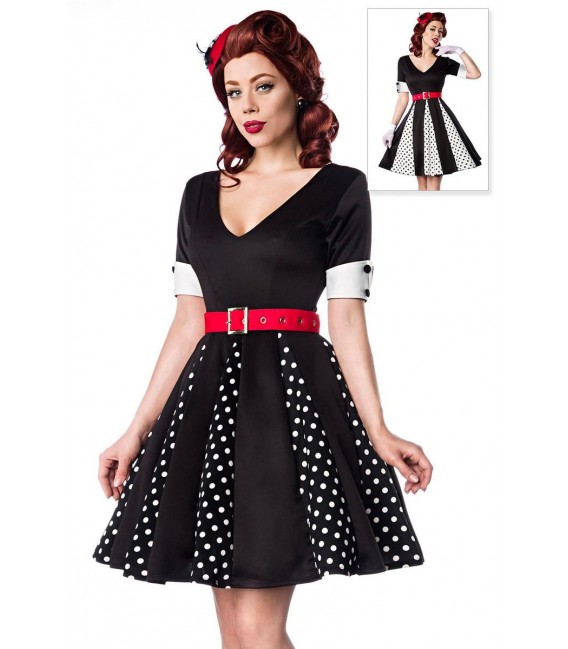 Godet-Kleid schwarz/weiß/rot - 50022 - Bild 6