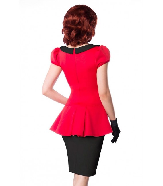Kleid mit Bubikragen rot/schwarz - 50023 - Bild 3