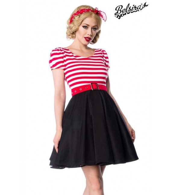 Jersey Kleid schwarz/weiß/rot - 50025 - Bild 1