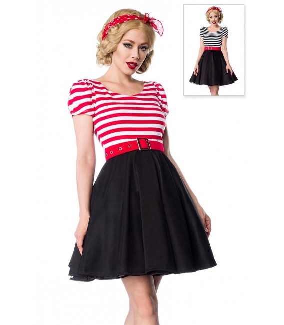 Jersey Kleid schwarz/weiß/rot - 50025 - Bild 6