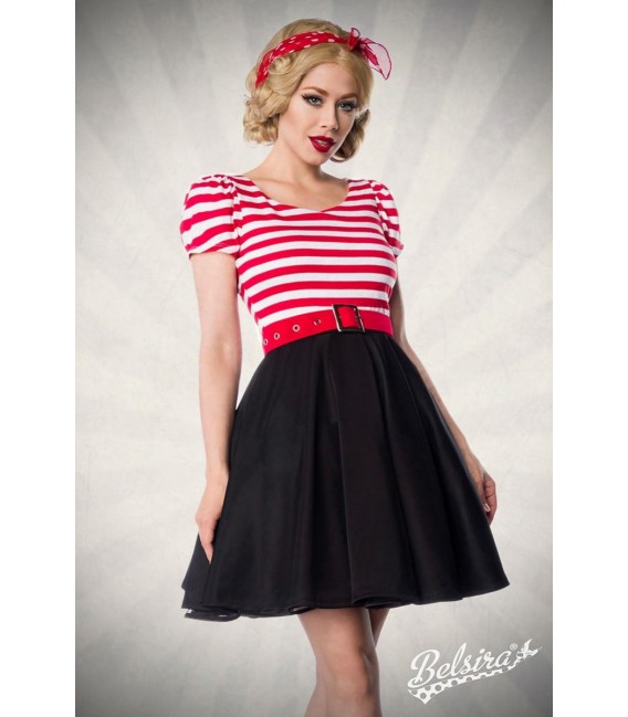 Jersey Kleid schwarz/weiß/rot - 50025 - Bild 8
