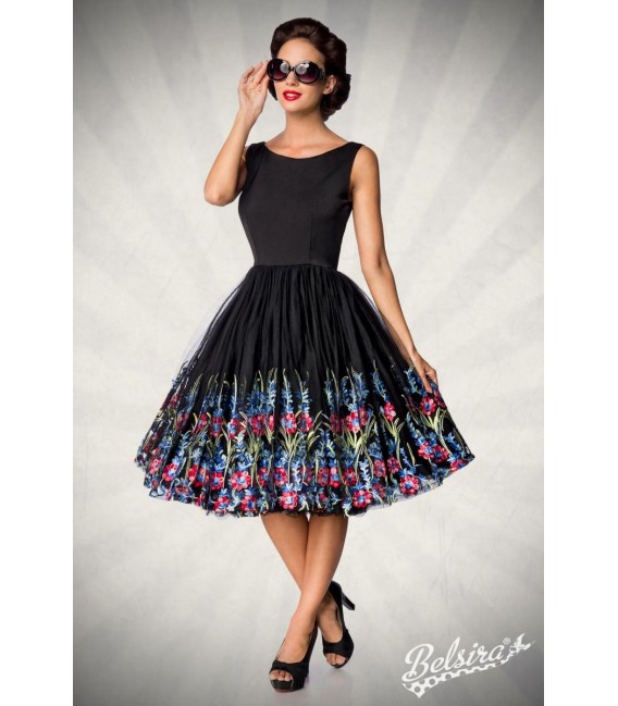 Belsira Premium Vintage Blumenkleid schwarz - 50175 - Bild 7