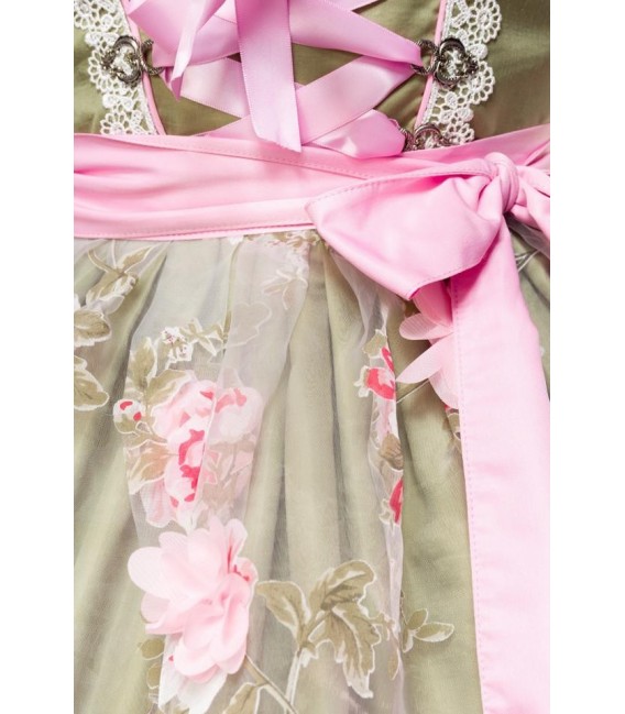 Dirndl mit Blumenschürze grün/pink - 70035 - Bild 4