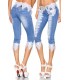 Capri-Jeans mit Spitze blau/weiß - 13477 - Bild 1