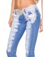 Capri-Jeans mit Spitze blau/weiß - 13477 - Bild 2