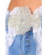 Capri-Jeans mit Spitze blau/weiß - 13477 - Bild 3