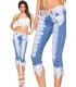Capri-Jeans mit Spitze blau/weiß - 13477 - Bild 5