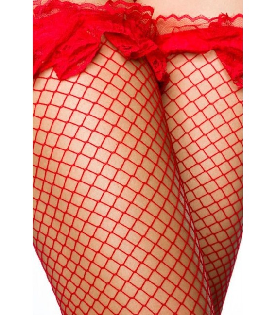 Netz-Stockings mit Rüschen rot - 11150 - Bild 4
